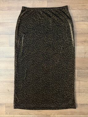 Frederick’s Of Hollywood Size 14 Animal Print Metallic Skirt Y2K Leopard Cheetah